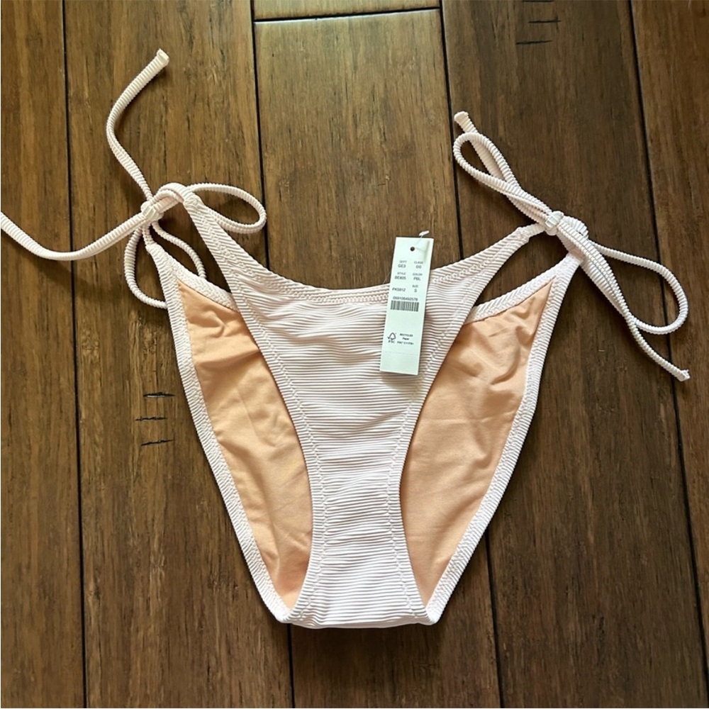 J. Crew Ribbed curved-waist cheeky string bikini bottom | NWT